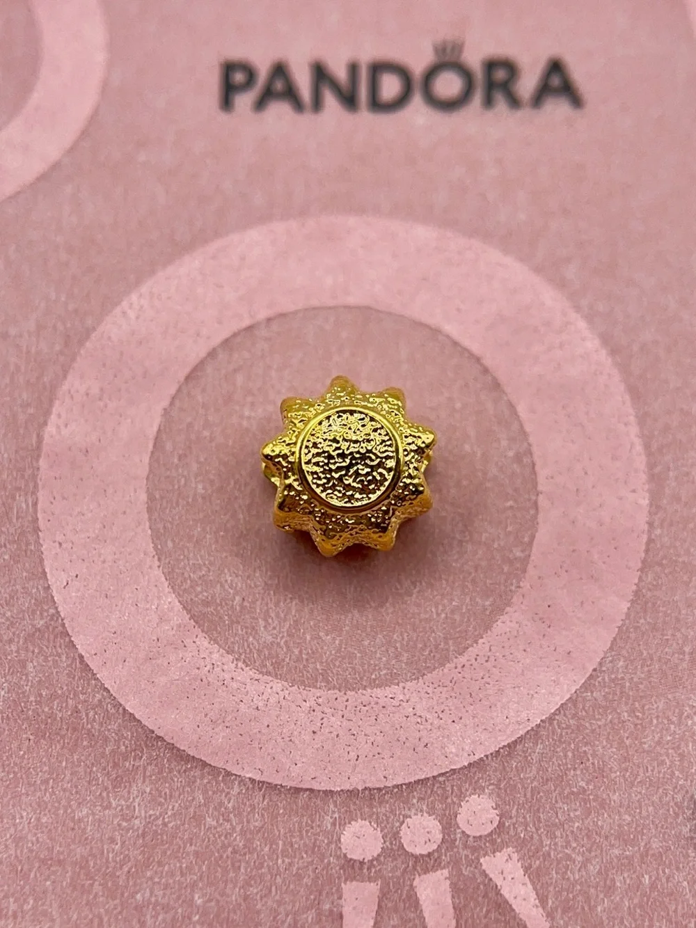 Pandora Gold Plated Textured Celestial Sun Mini Charm